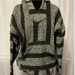 Baja Joe Men's Hoodie Size L Mexican Pullover Baja Poncho with Pockets